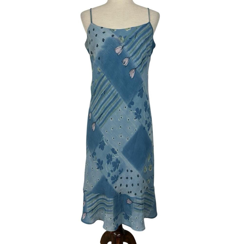 Charlotte Russe Blue Floral Patchwork Midi Dress